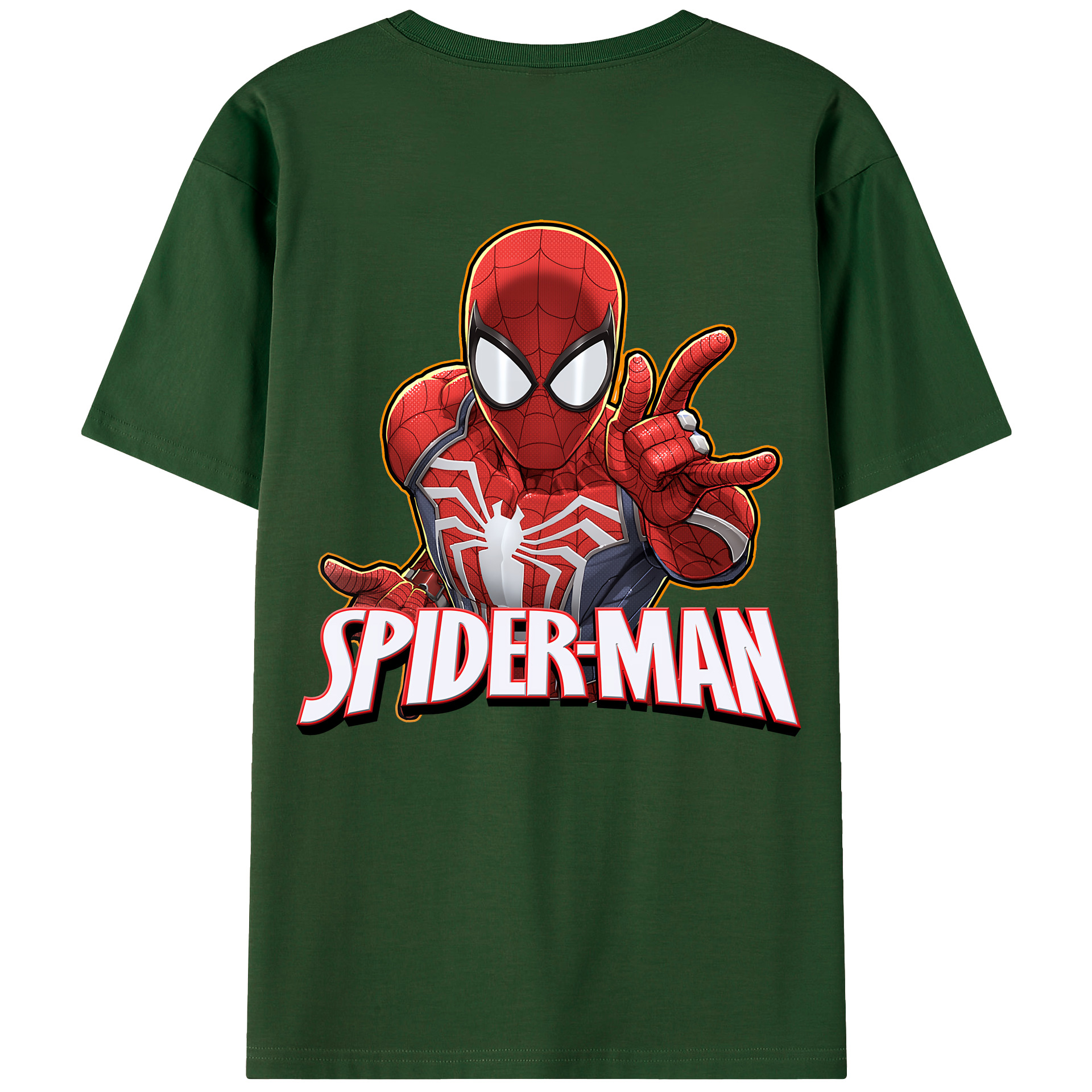 （画像用） Spider Man スパイダーマン 綿100％半袖Tシャツ（背面プリント）